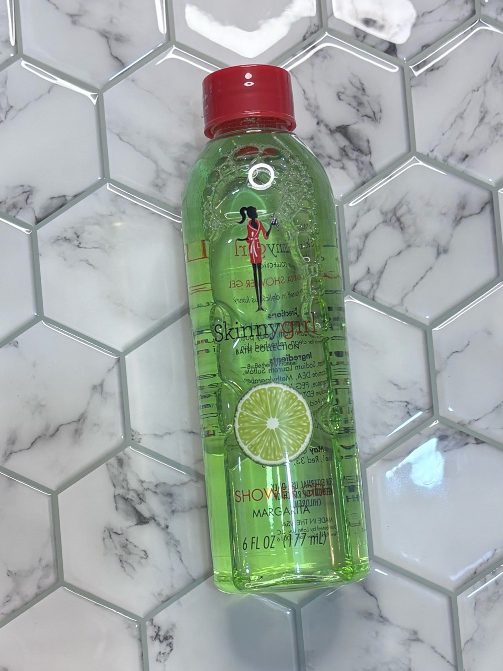 Skinnygirl Lime Green Shower Gel with Red Caps